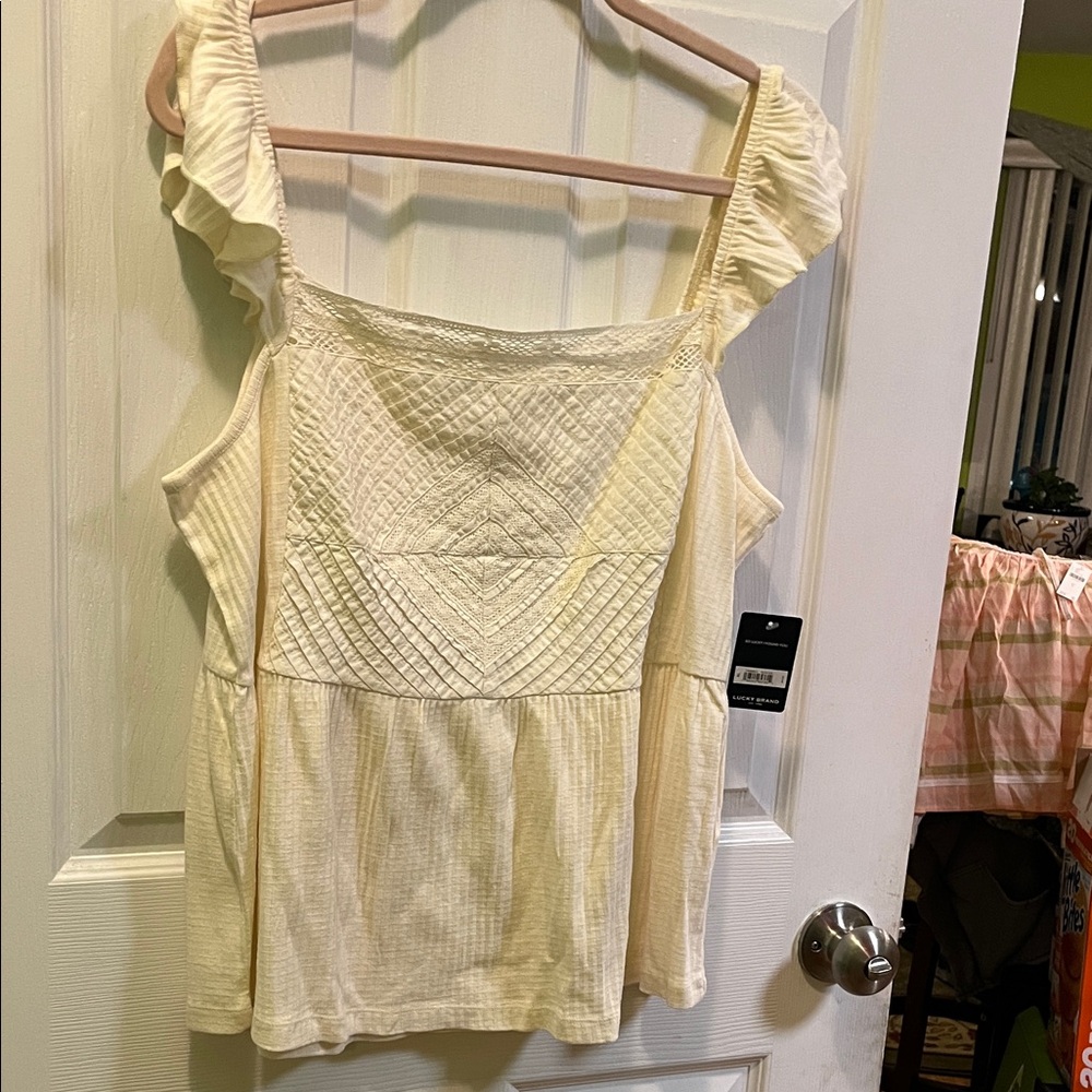 Lucky Brand Cream Ruffled Blouse